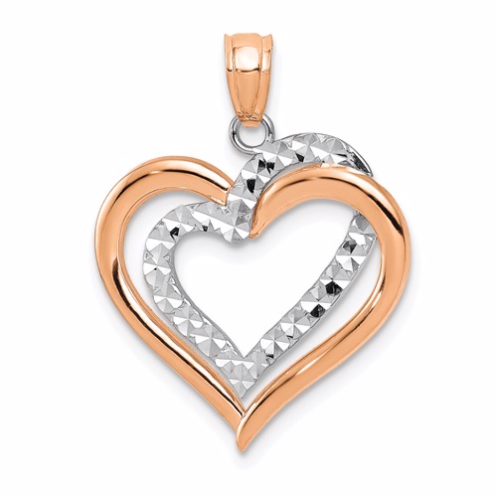 14k TwoTone Intertwined Hearts Pendant